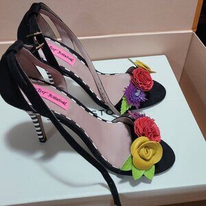 Black Floral Heels